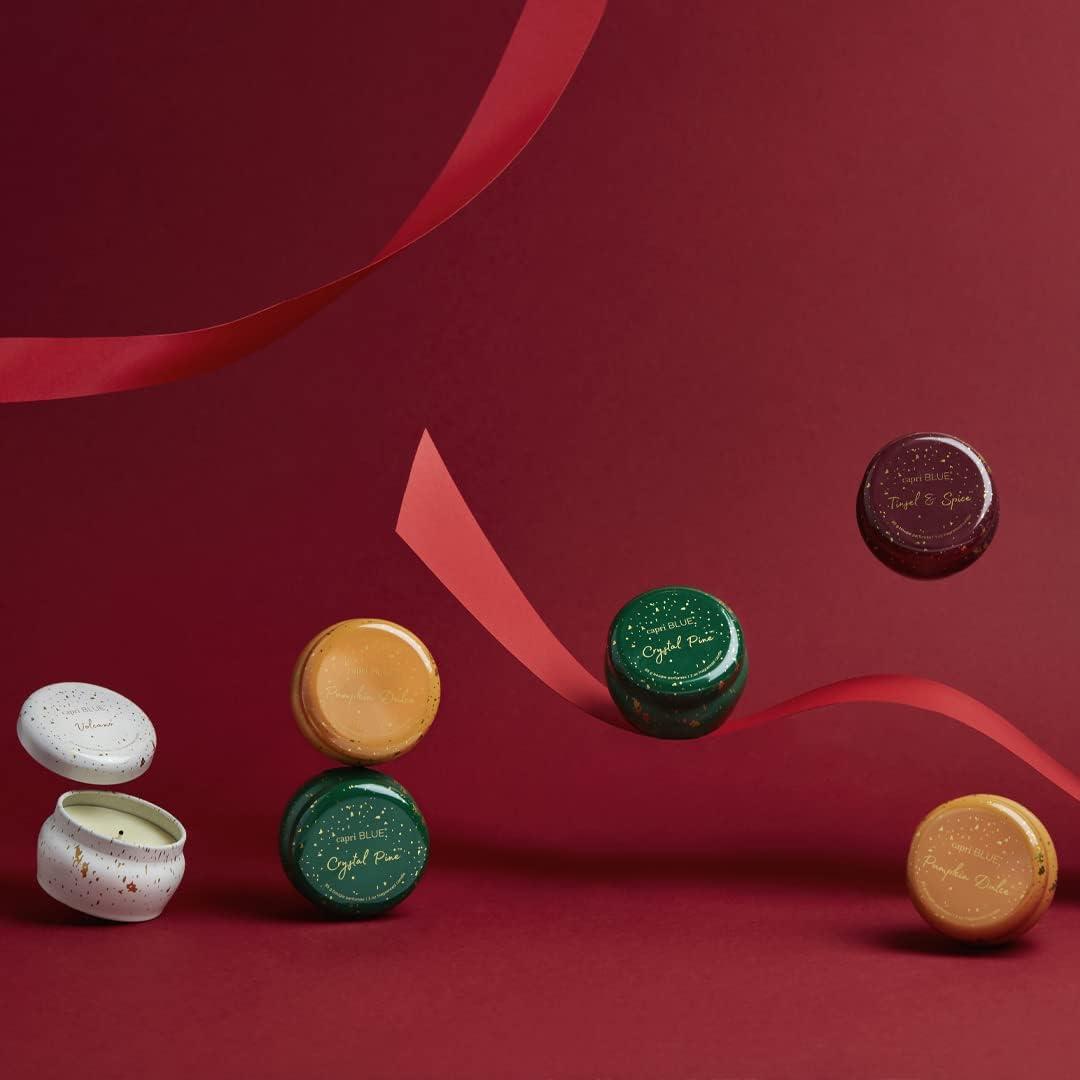 Emerald Green and Gold Crystal Pine Scented Soy Candle, 10 oz