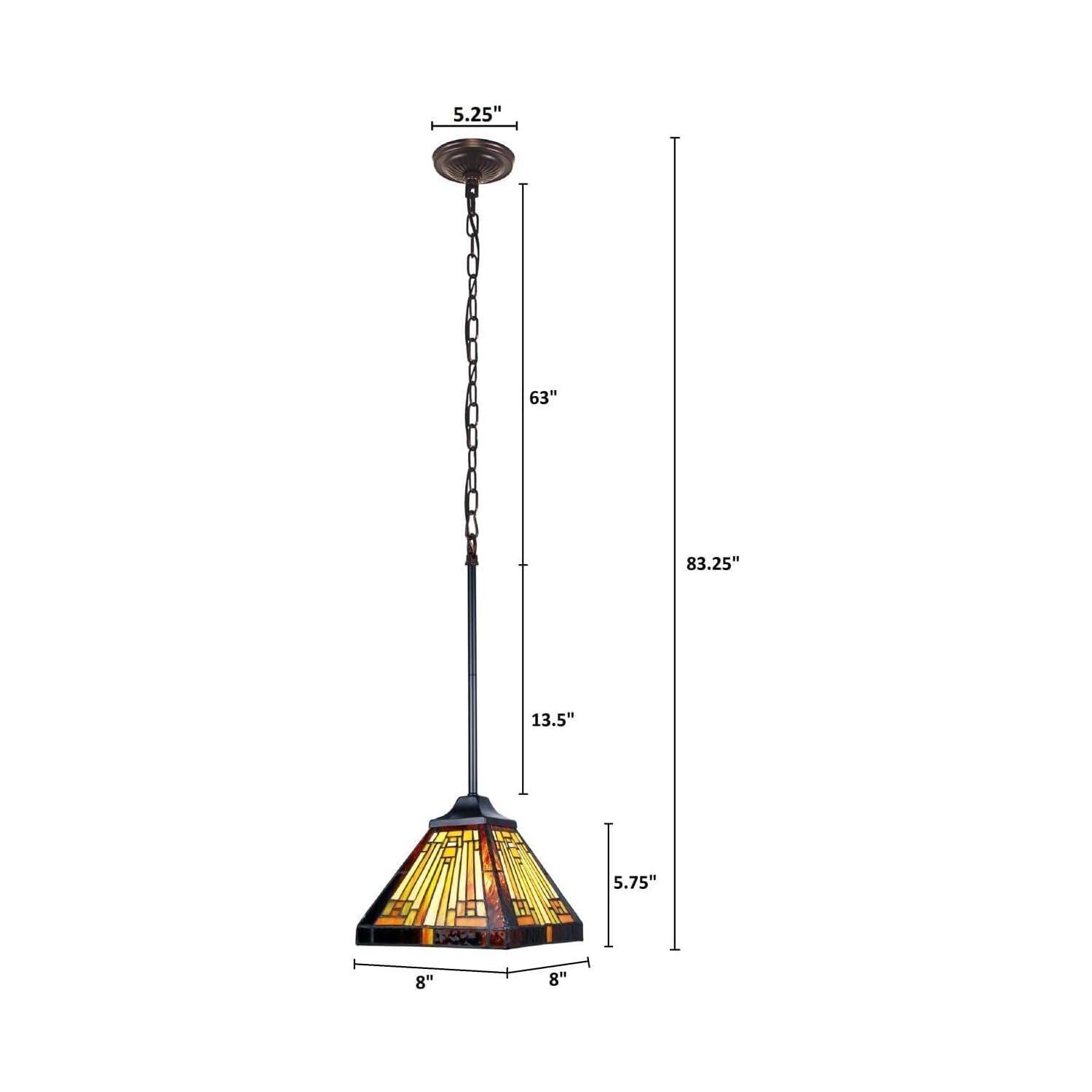 Chloe Lighting Innes Mission Tiffany-Style Blackish Bronze 1 Light Mini Pendant 8" Wide