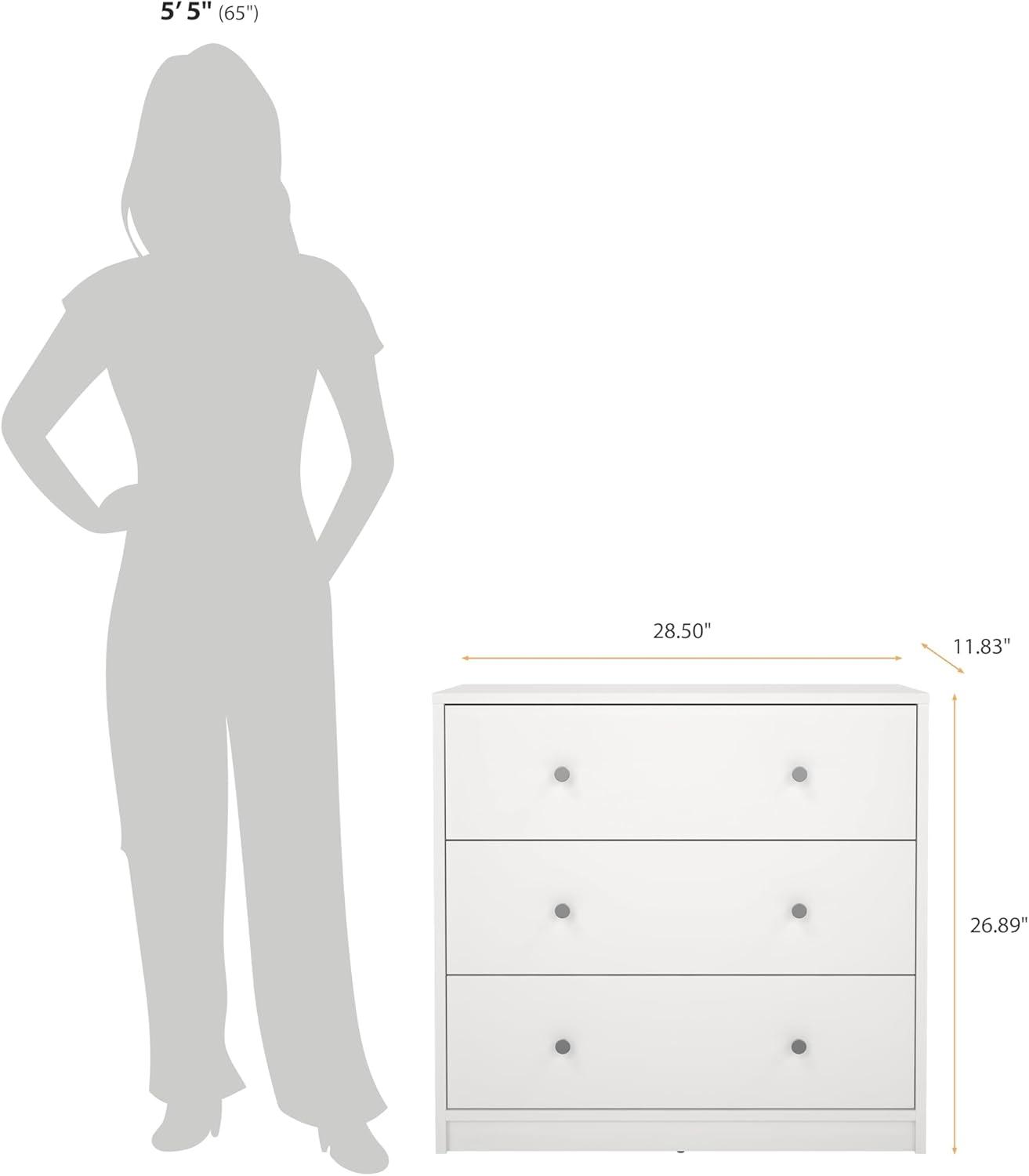 Wood Portland 3 Drawer Chest in White-Tvilum