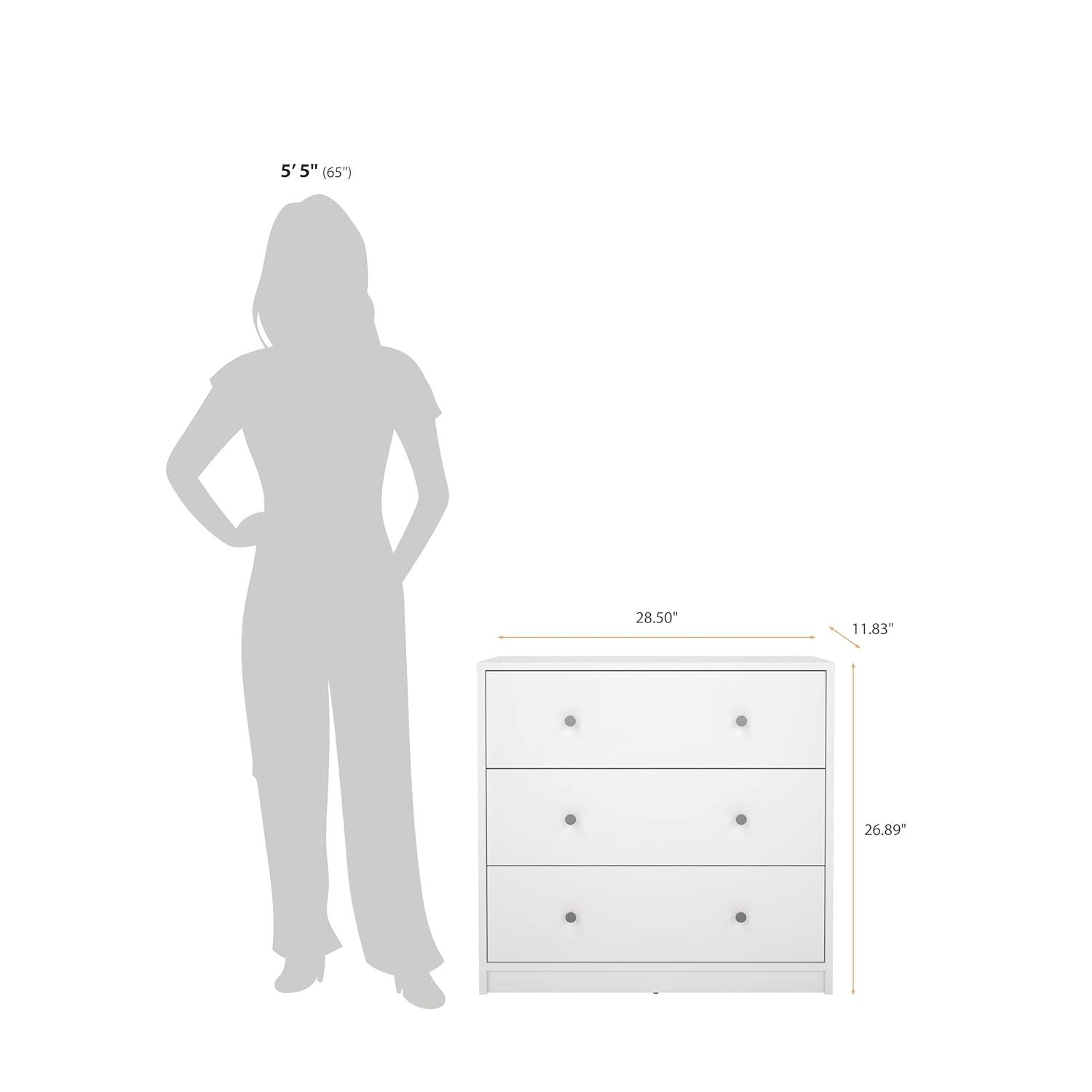 Wood Portland 3 Drawer Chest in White-Tvilum