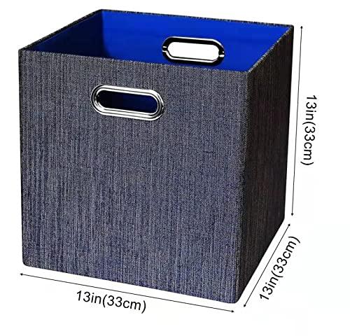 Storage Cube Basket Bins,13×13 Foldable Storage Containers for Shelf Cabinet Bookcase Boxes,Thick and Heavy Duty Fabric Drawer (4pcs, blue)