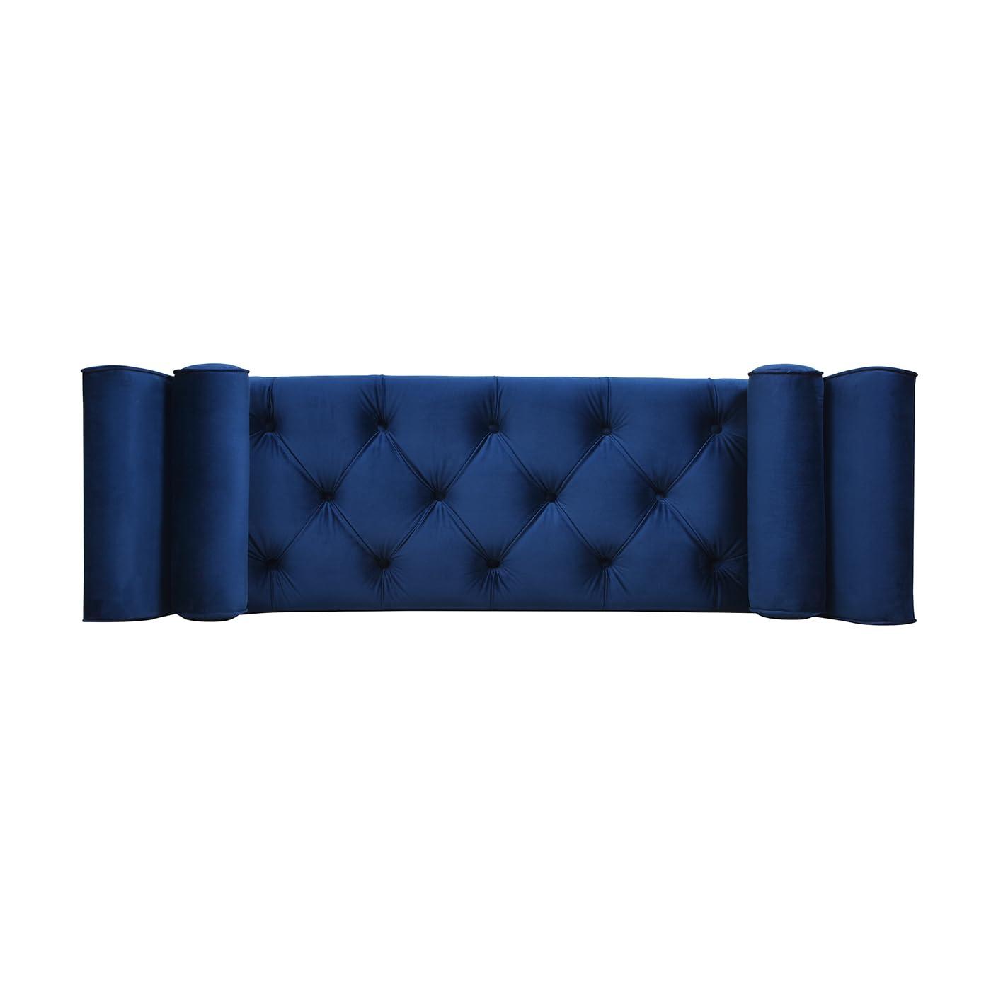 Alma Tufted Flared Arm Entryway Bench Navy Blue