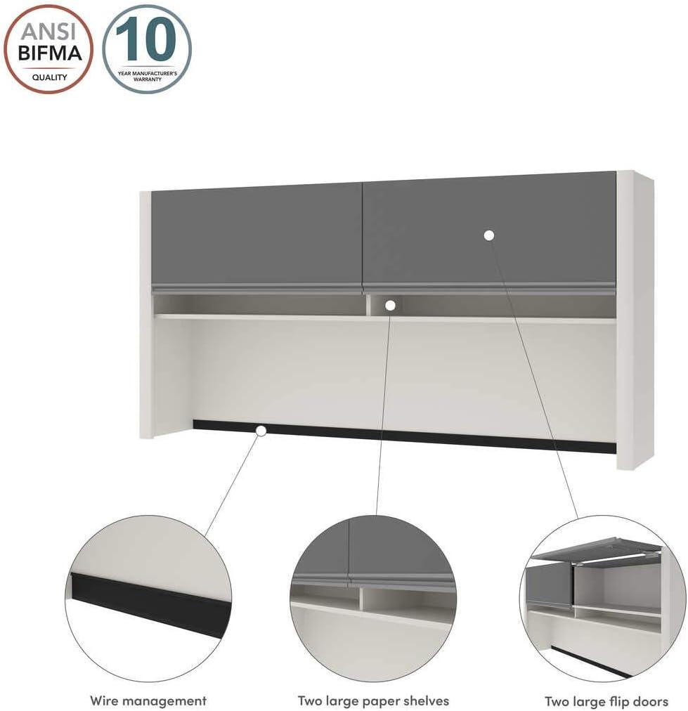 Bestar Connexion Office Credenza Hutch in Slate & Sandstone