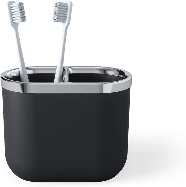 Junip Black and Chrome Modern Toothbrush Holder