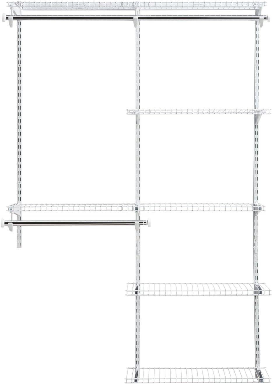 Rubbermaid Configurations 4-8 Feet Custom DIY Closet Organizer Deluxe Kit, White