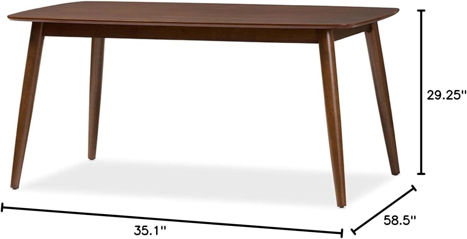 Baxton Studio Flora Mid-Century Modern "Oak" Medium Brown Finishing Wood Dining Table