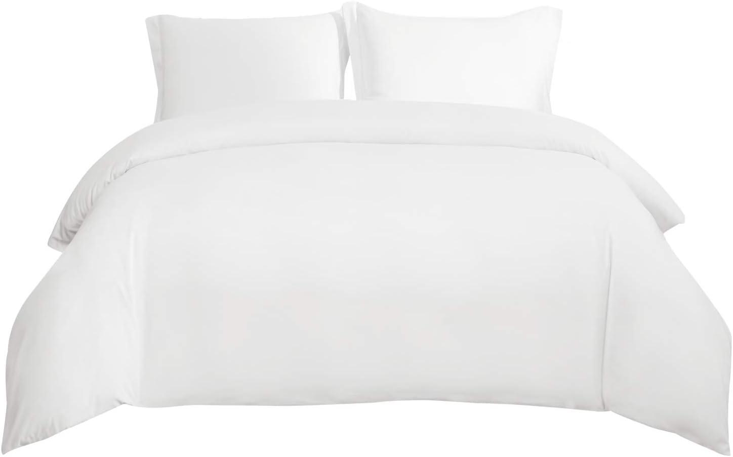 White Microfiber Full Duvet Cover Set with Zipper Closure