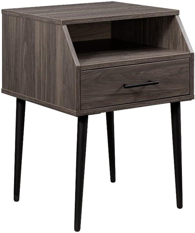 Pemberly Row 18" 1-Drawer Wood Side Table with Open Storage - Slate Gray/ Black