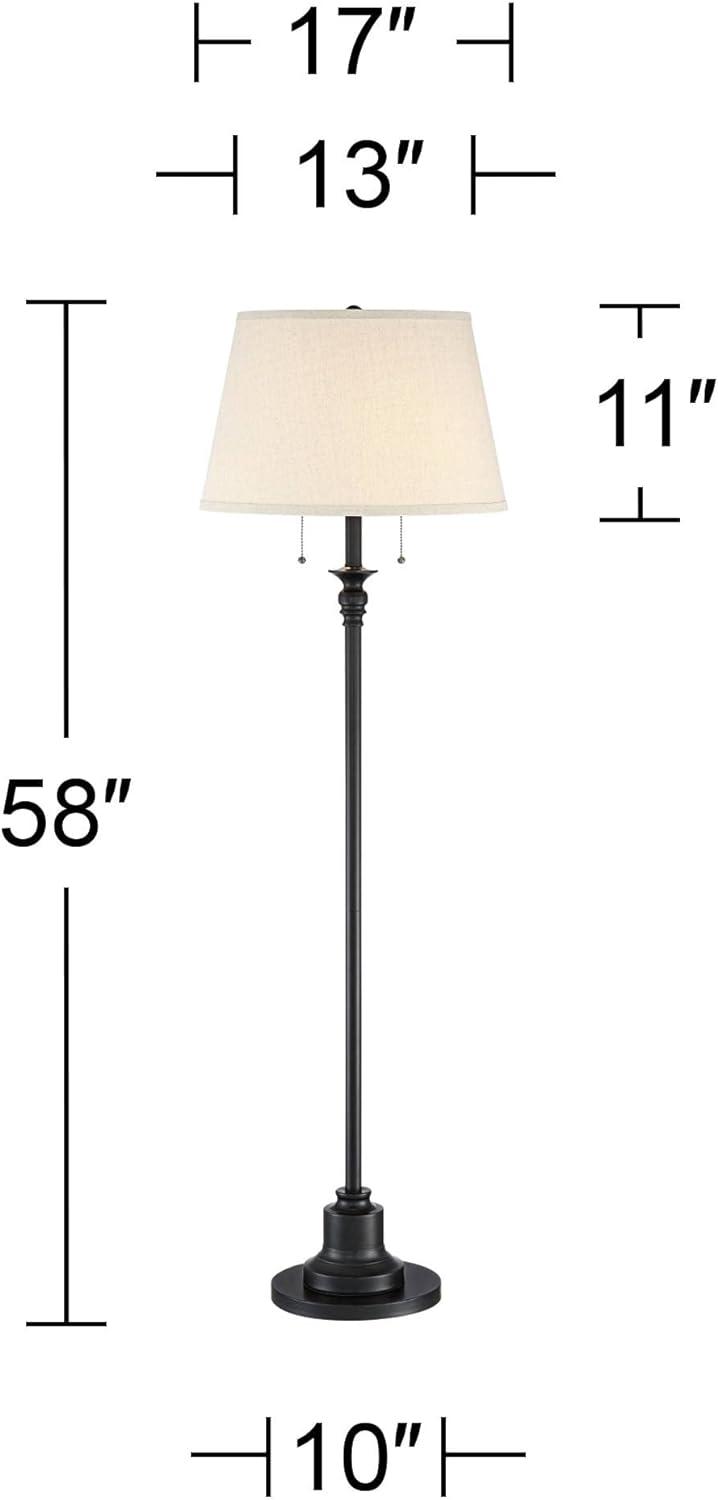 Spenser 58" Oiled Bronze Floor Lamp with Linen Shade