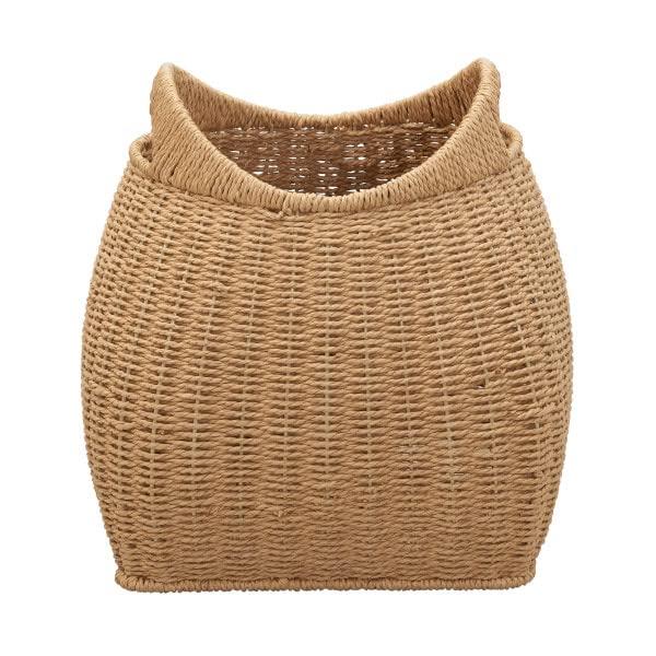 Household Essentials Basket with Handles Seagrass: Handwoven Round Storage, Brown Decorative Wicker, 14" Height