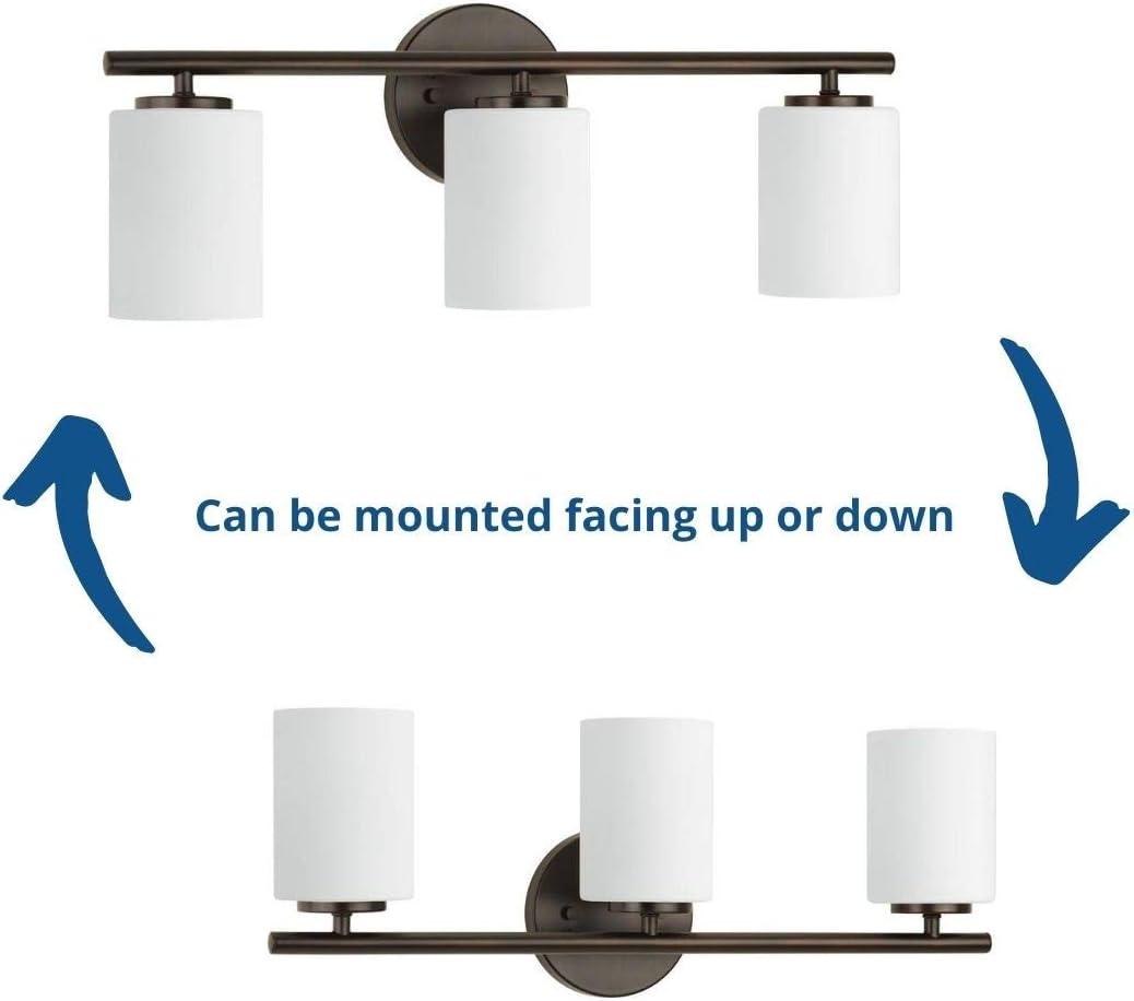 Progress Lighting Replay 3-Light Bath Vanity, Antique Bronze, Porcelain, Up/Down Mounting, Shade Included