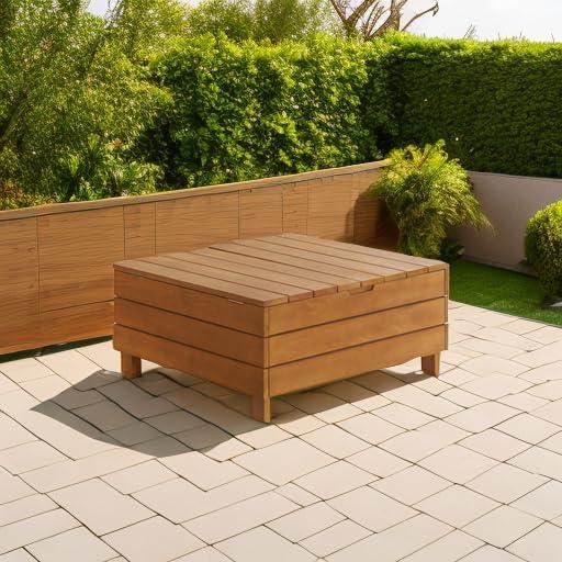 Alaterre Furniture Barton Eucalyptus Wood Outdoor Coffee Table with Storage Brown