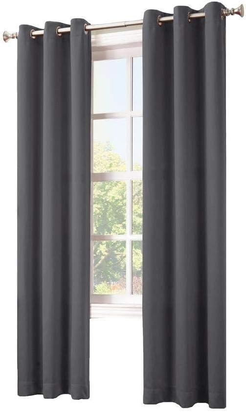 Sun Zero Nolan Energy Efficient Blackout Grommet Curtain Panel, 40"x63", Charcoal