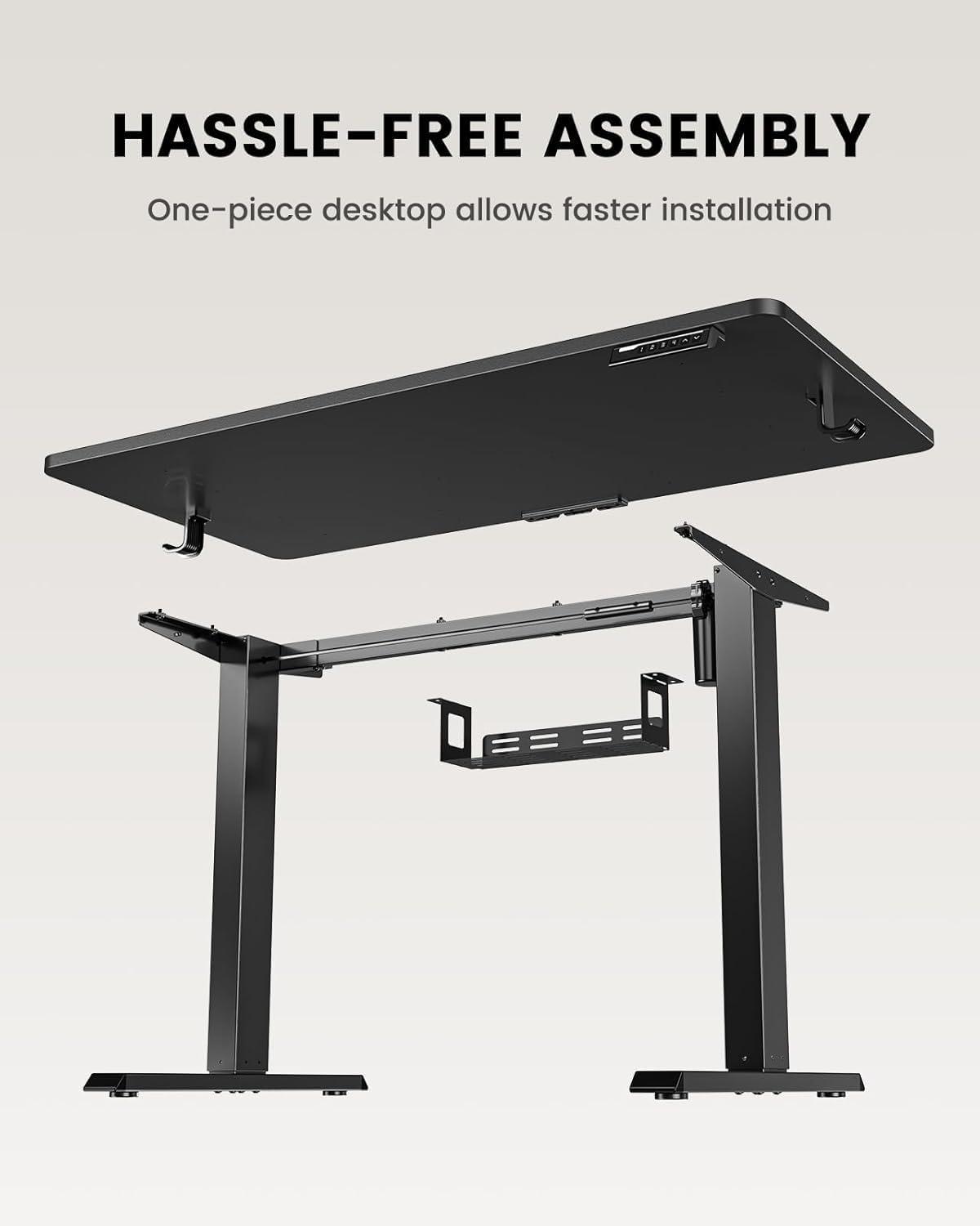 ErGear Whole Piece Standing Desk, 40x24 inch Adjustable Stand Up Desk with Cable Management Tray, Electric Computer Workstation for Home Office, White, EGESD63W