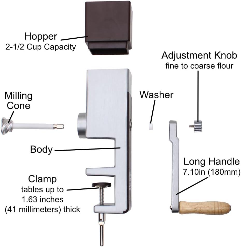 Stainless Steel Hand Crank Grain Mill with Wood Handle