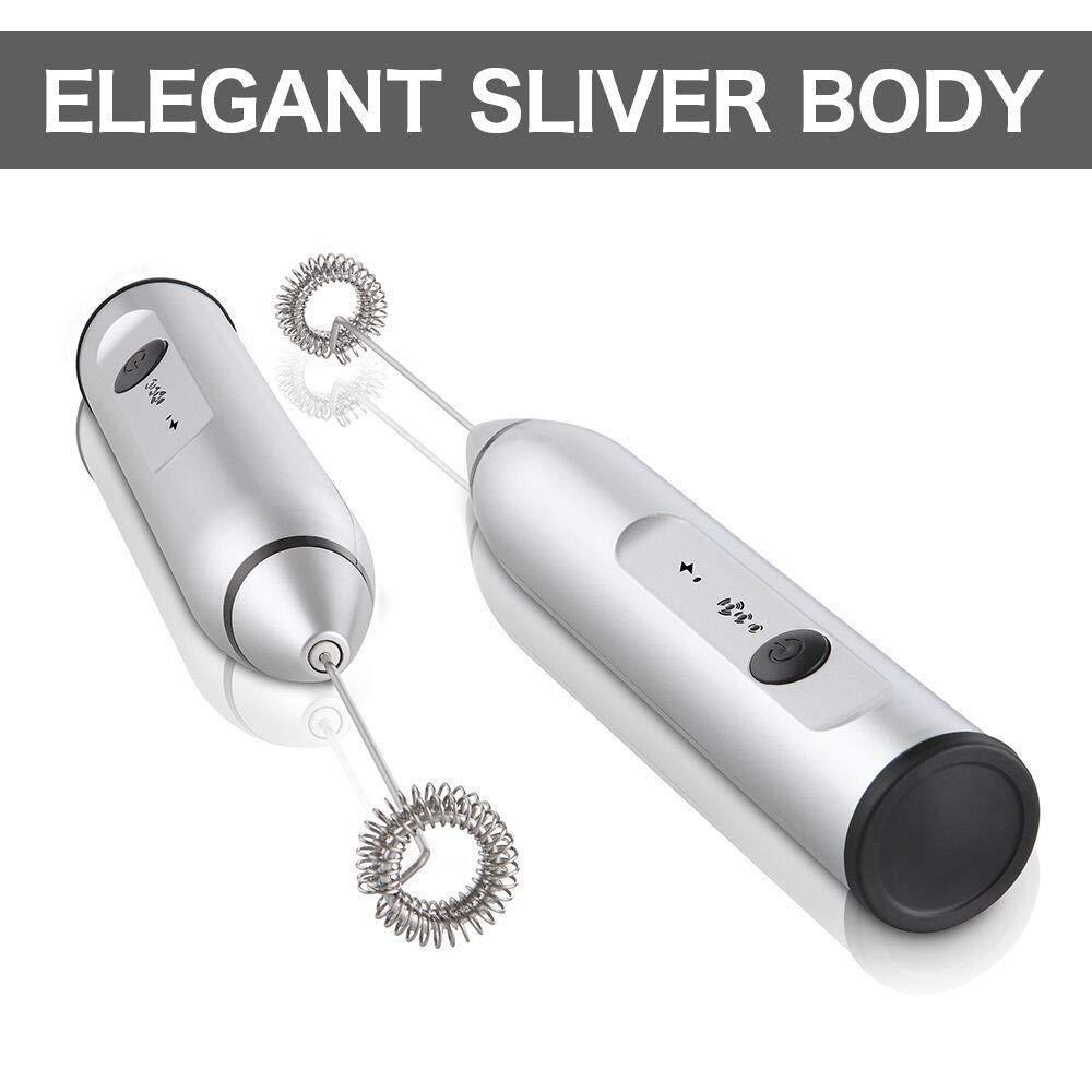 CCWADH Electric Milk Frother USB Rechargeable - 2-in-1 Battery Operated Foam Maker for Coffee and Cappuccino at Home on Clearance Deals of The Week!