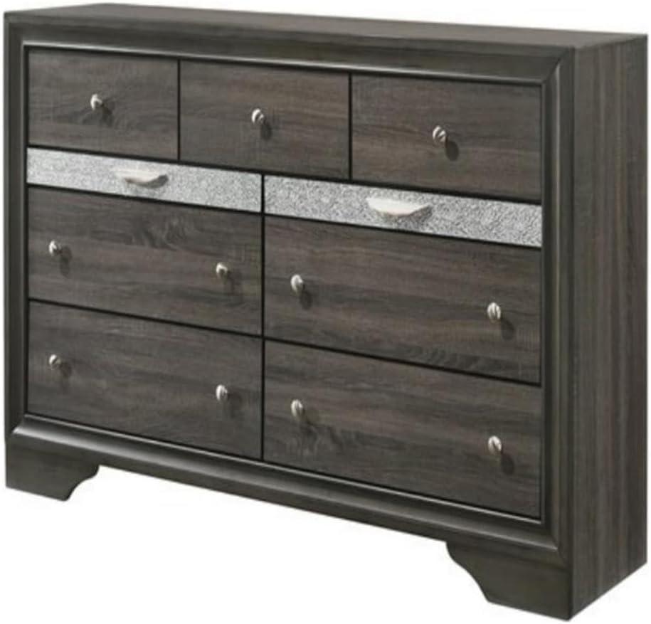 63" Naima Dresser Gray - Acme Furniture: 9-Drawer Storage, Jewelry Compartment, Felt Lined, Metal Glides