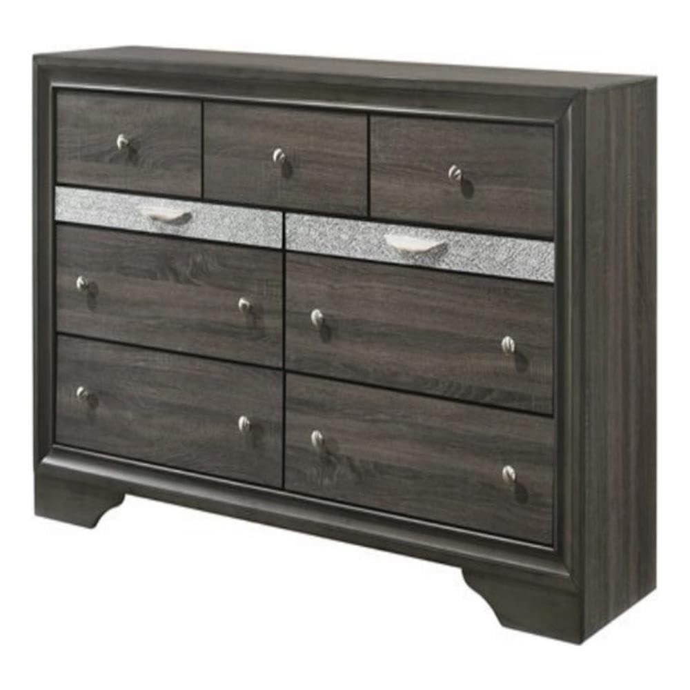 63" Naima Dresser Gray - Acme Furniture: 9-Drawer Storage, Jewelry Compartment, Felt Lined, Metal Glides