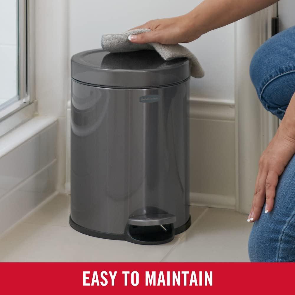 Rubbermaid 1.6 Gal. Stainless Steel Round Step-On Household Metal Trash Can