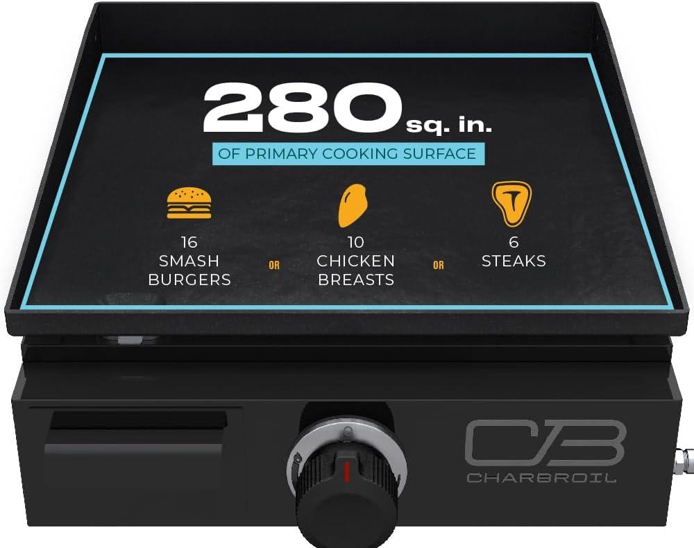 Charbroil Performance Series 17" Portable Flat Top Gas Griddle, Black