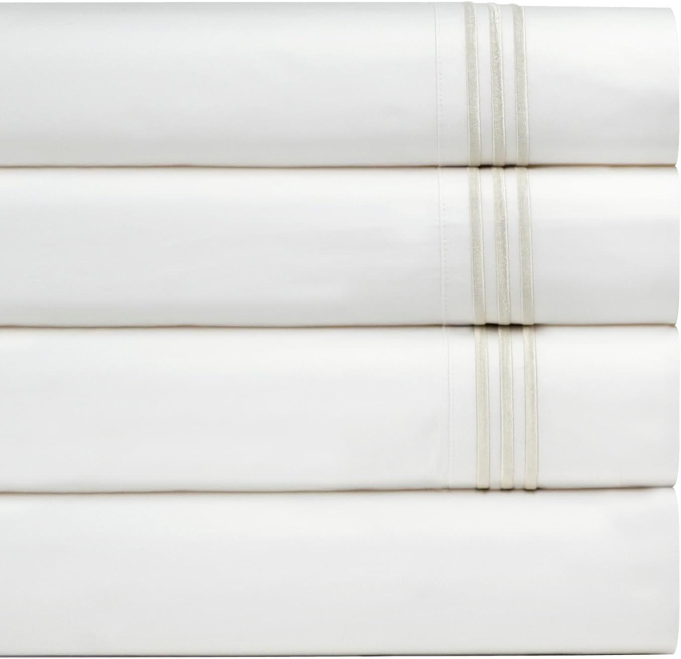 Pointehaven 300 Thread Count Deep Pocket Long Staple Cotton Embroidered Oversized Sheet Set