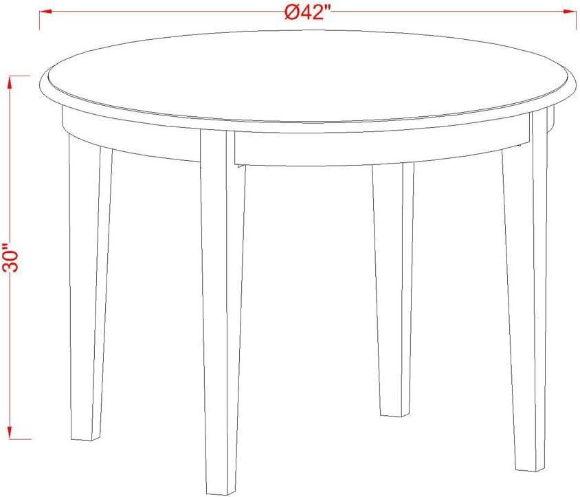 East West Furniture Boston 5-piece Dining Set with Slatted Chairs in Linen White