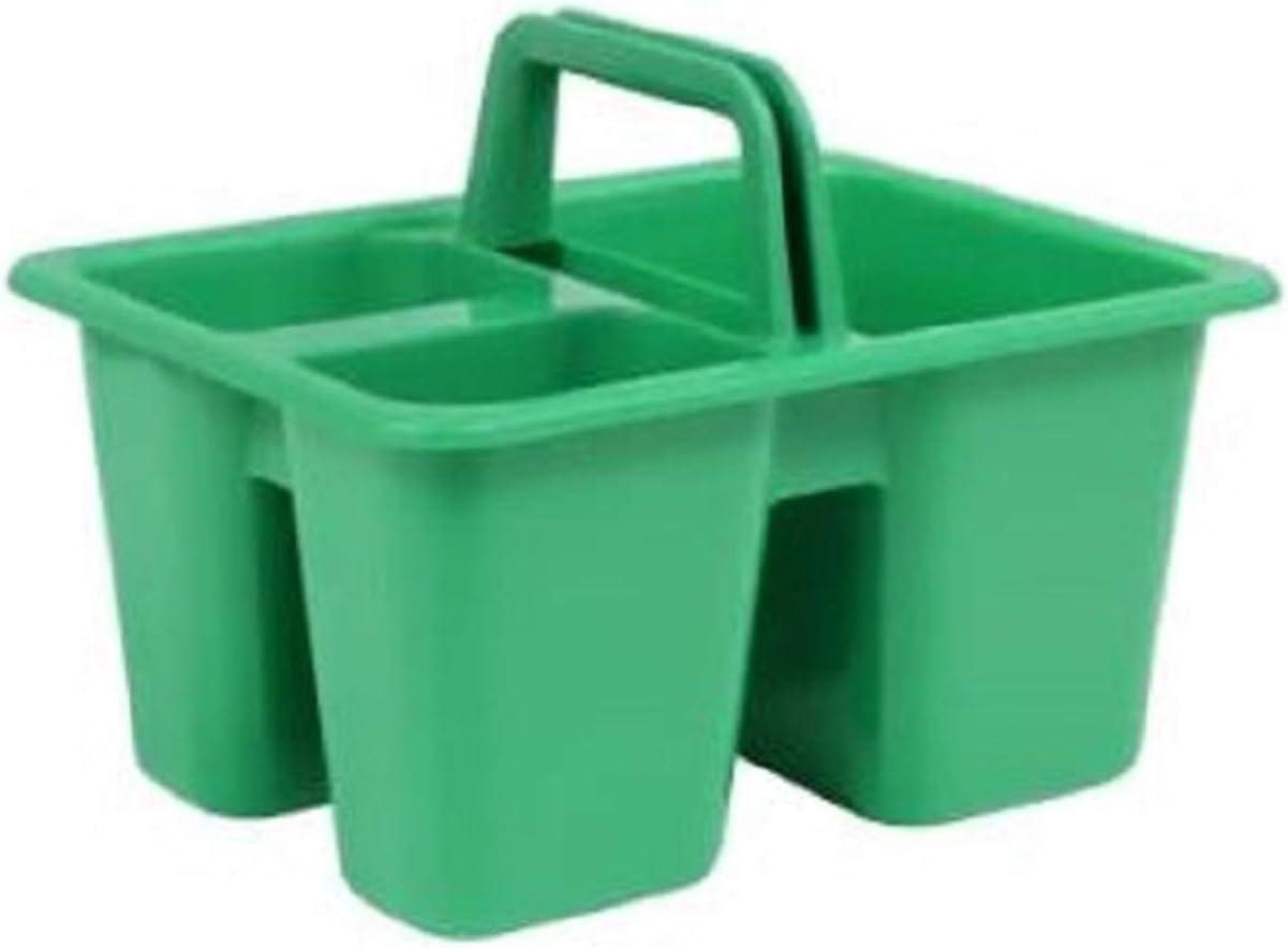 Kids Arts & Crafts Small Plastic Caddies with Handles, 3 Compartments, Assorted Colors, 4-ct Set