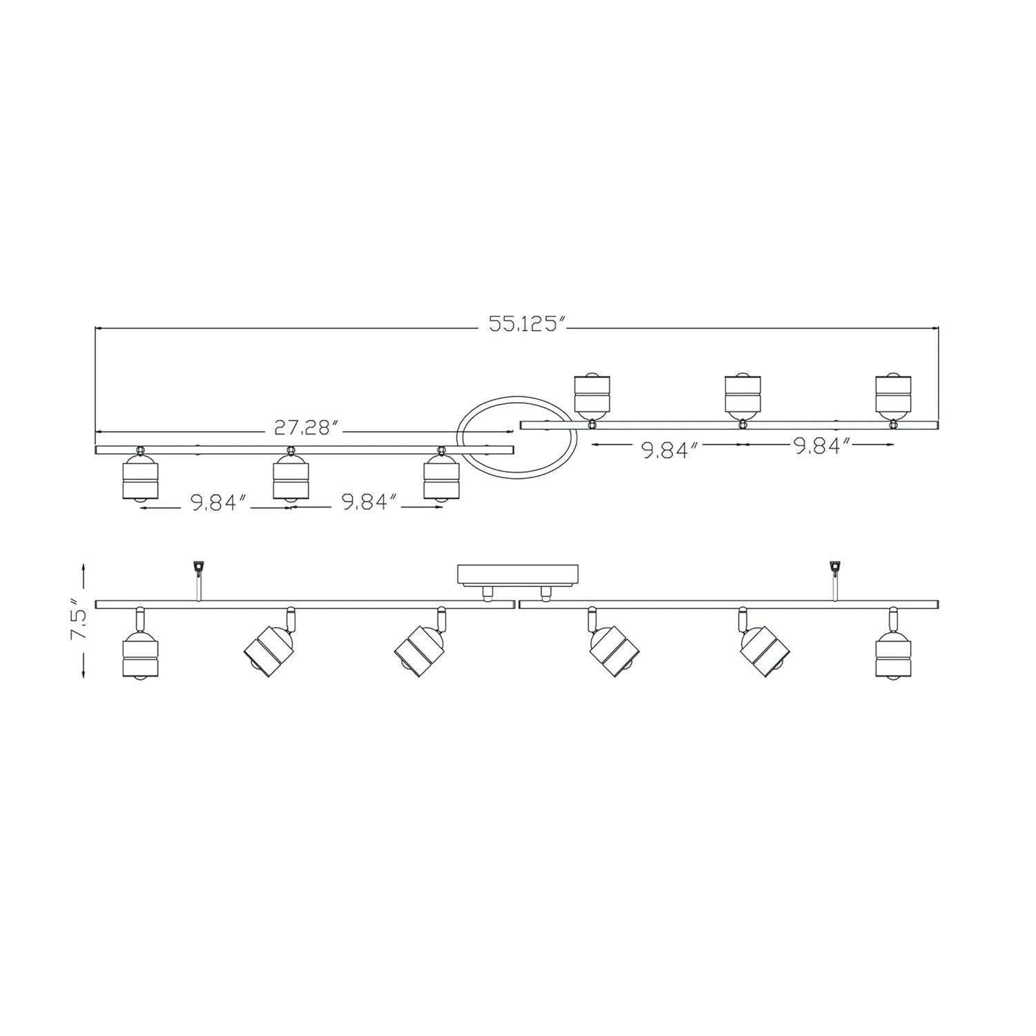 AFX Core 55.13'' 6 -Light Rail Track Kit with Dimmable and Adjustable Head