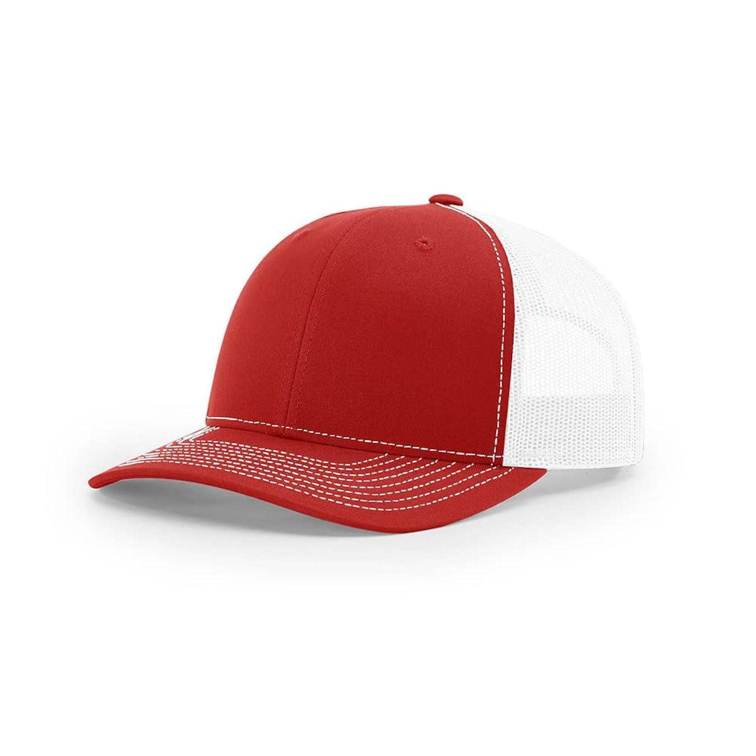 Richardson - Adjustable Snapback Trucker Cap - 112 - Red/ White - Size: OSFM