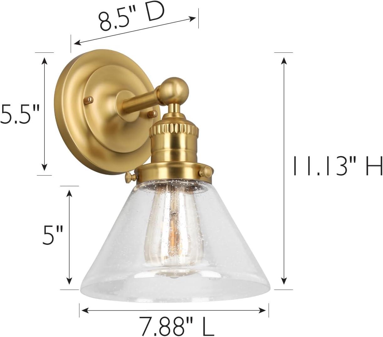 Augustin Satin Gold Transitional Seedy Glass Wall Light