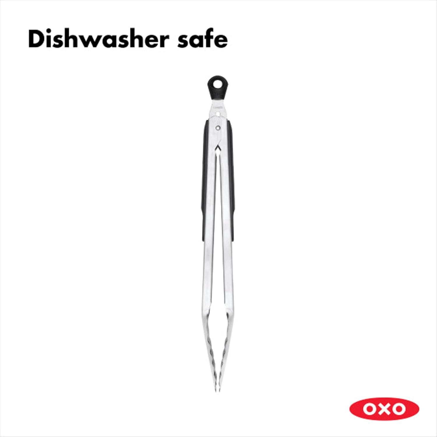 OXO 12 Inch Heavy Duty Brushed Stainless Steel Outdoor Indoor Grilling Tongs