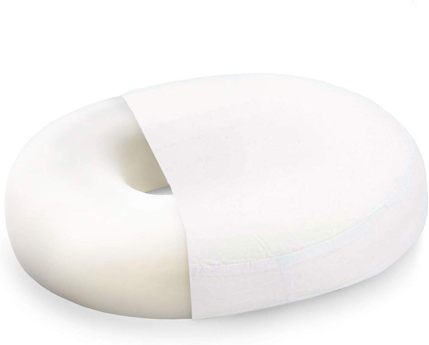 White 16" x 13" Contoured Foam Ring Cushion with Polyester/Cotton Cover