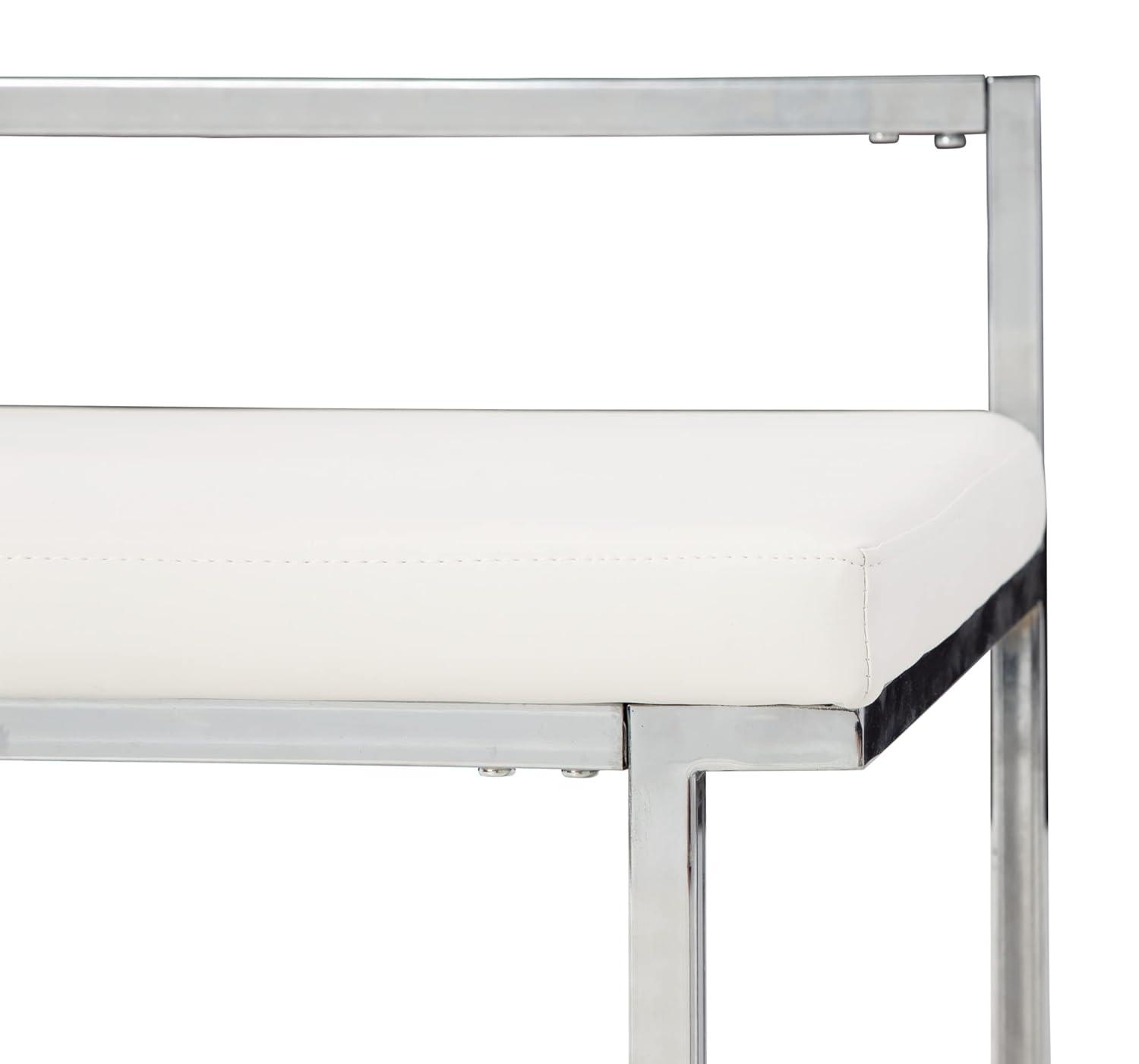 Signature Design by Ashley Madanere Contemporary Upholstered Stool with Metal Frame, 2 Count, White & Chrome