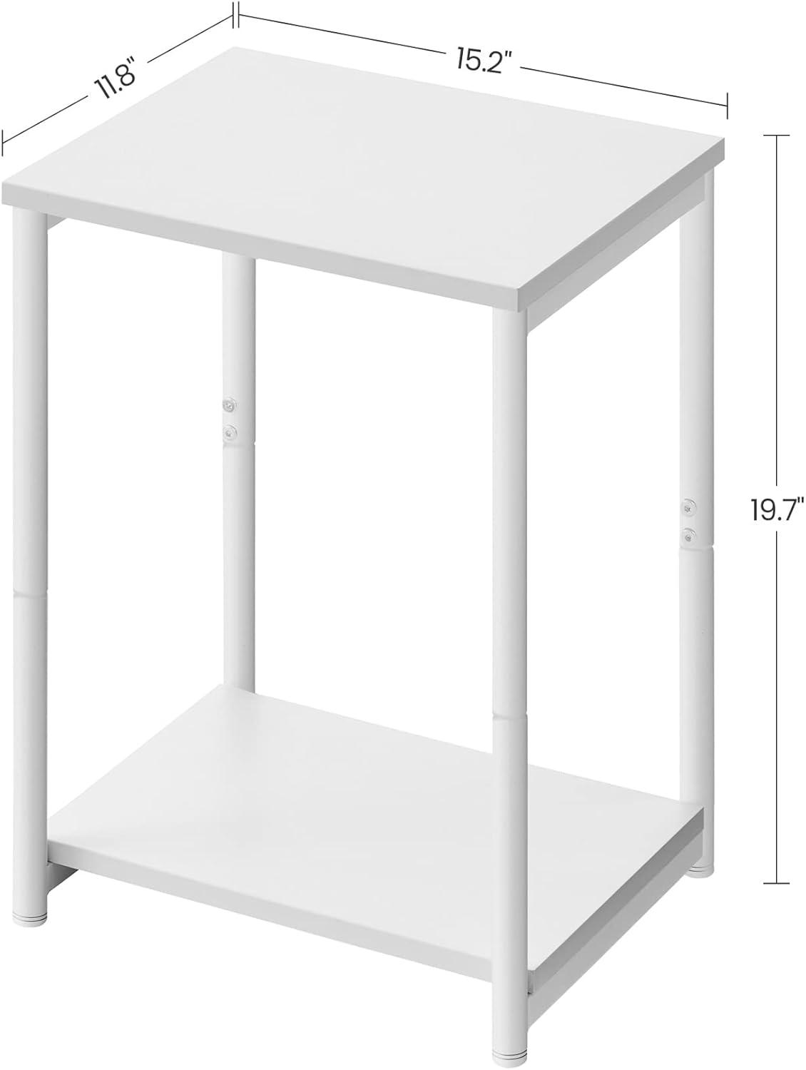 White Metal Rectangular End Tables with Storage Shelves