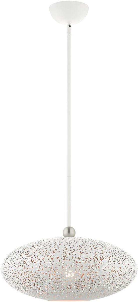 Livex Lighting Charlton 1 - Light Pendant in  White/Brushed Nickel