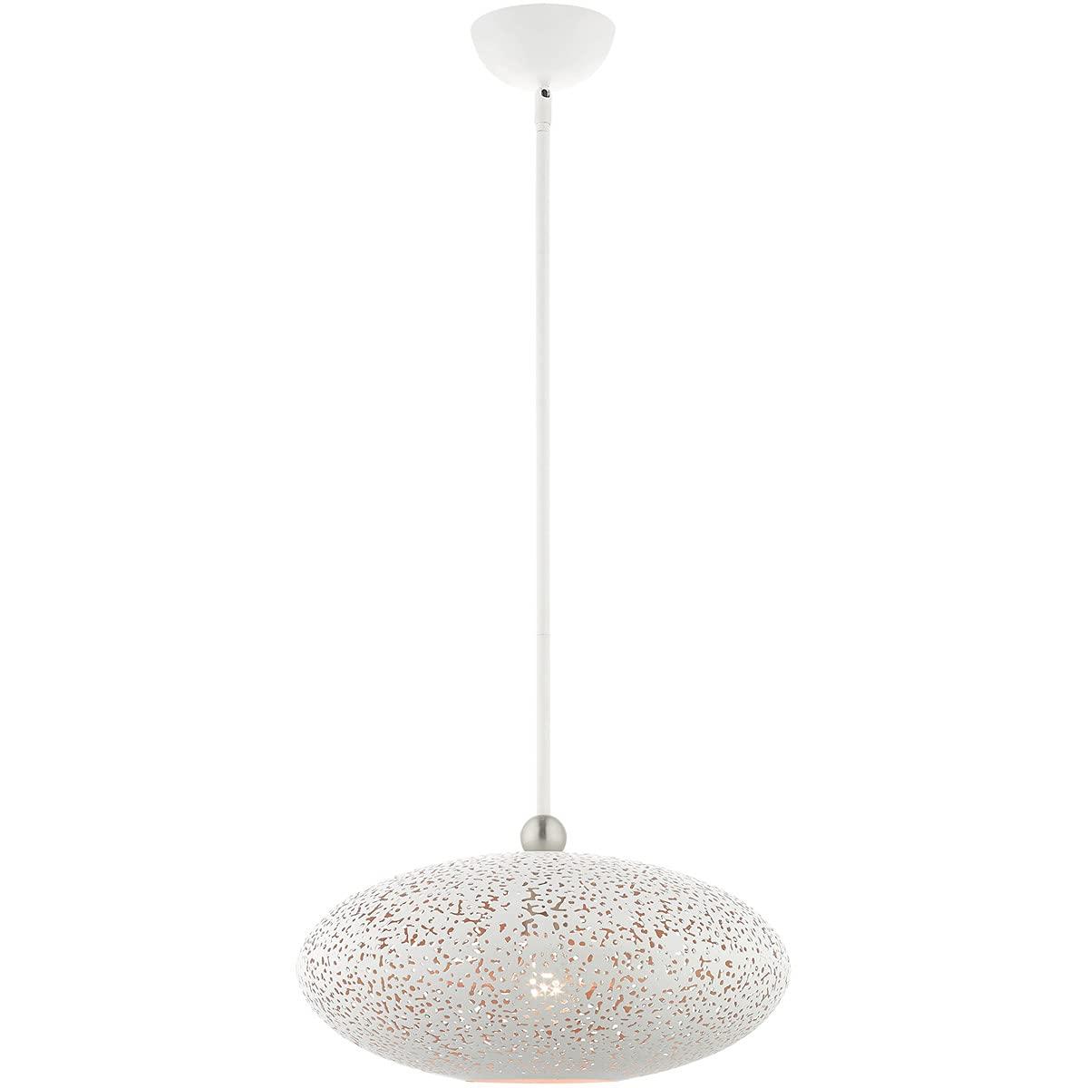 Livex Lighting Charlton 1 - Light Pendant in  White/Brushed Nickel