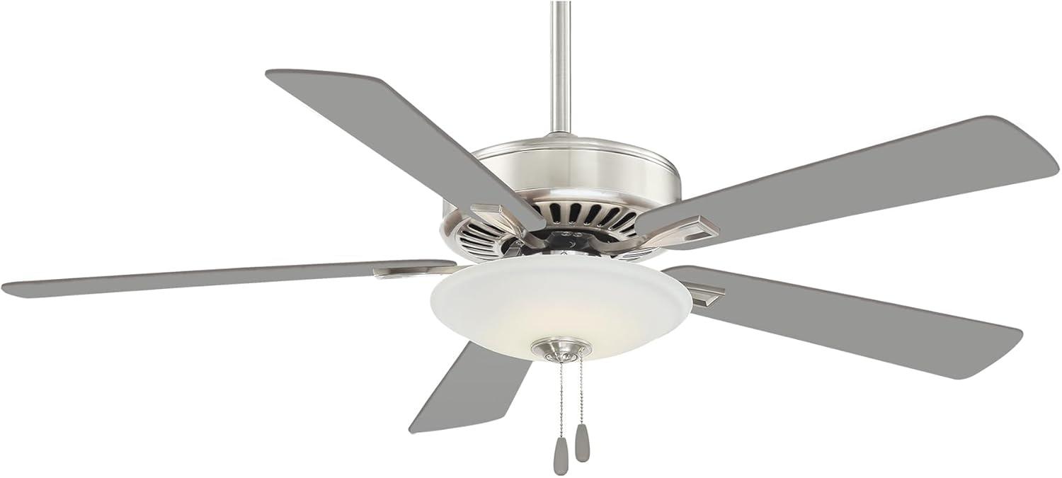 52" Minka Aire Modern Indoor Ceiling Fan with LED Light Polished Nickel White Glass Shade for Living Room Kitchen Bedroom Family