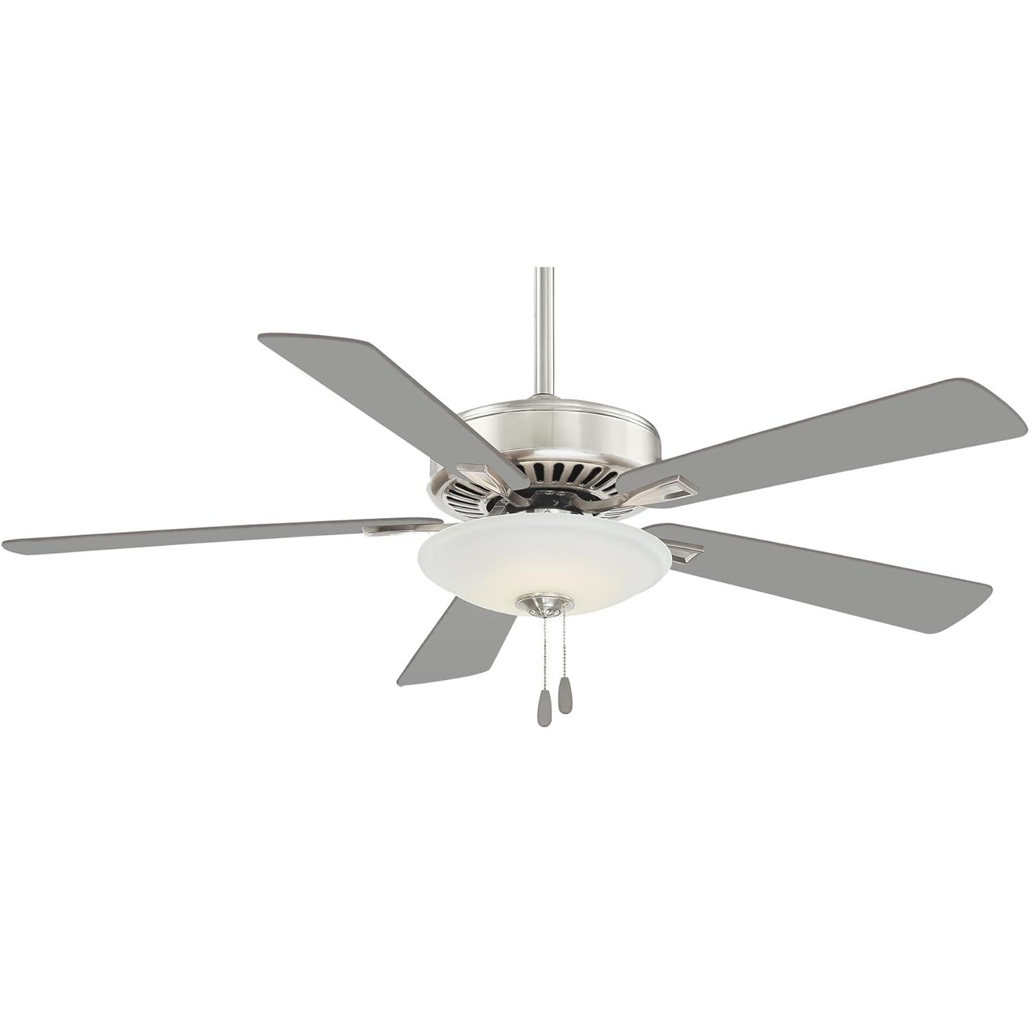 52" Minka Aire Modern Indoor Ceiling Fan with LED Light Polished Nickel White Glass Shade for Living Room Kitchen Bedroom Family