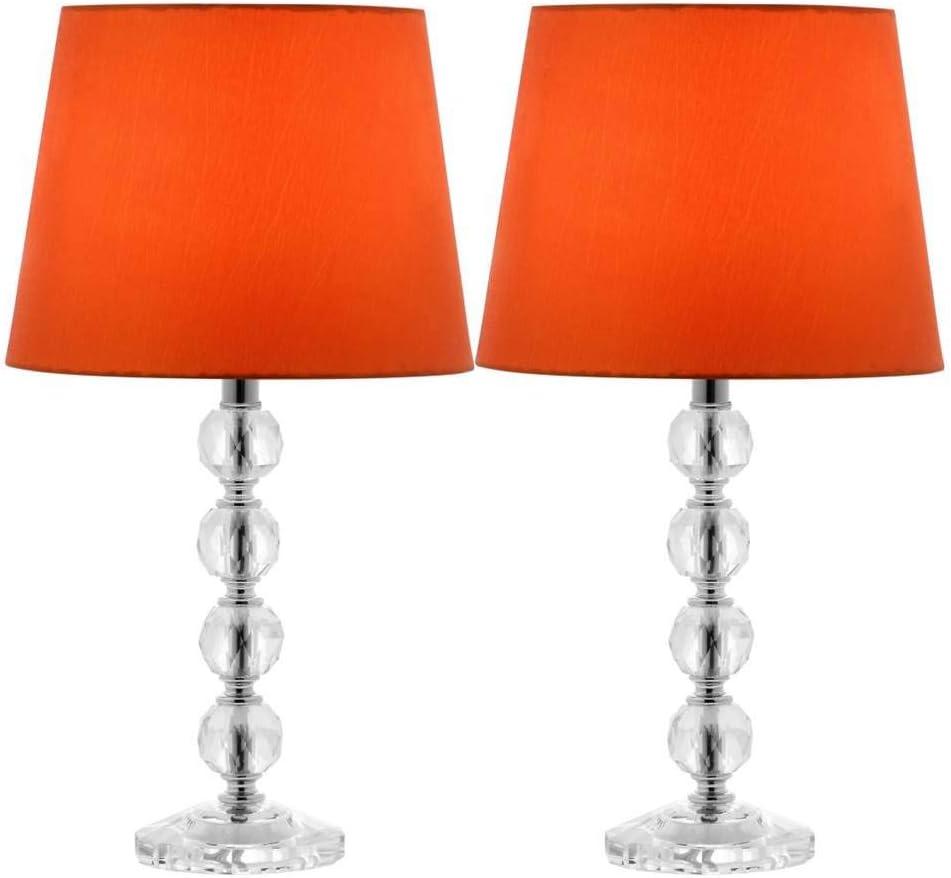 Nola Stacked Crystal Ball Lamp (Set of 2) - 16 Inch Height - LIT4123 - Clear/Orange - Safavieh