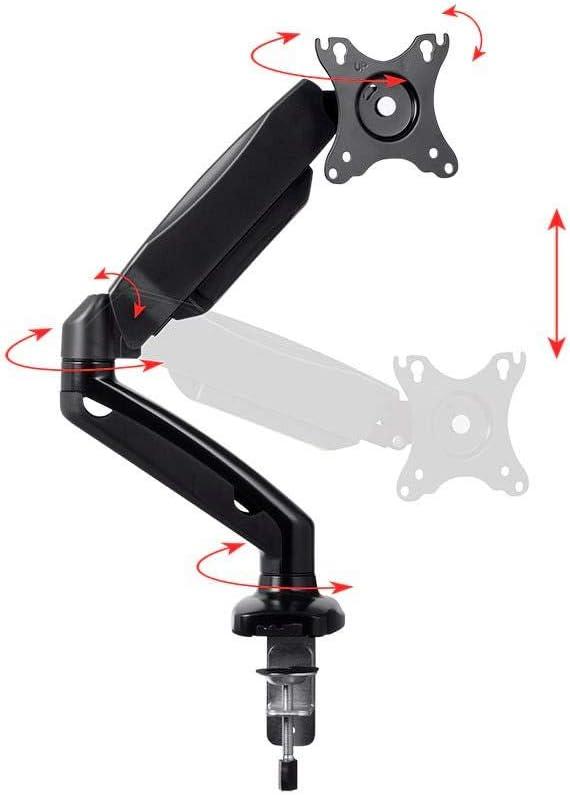 Black Adjustable Steel and Aluminum Single Monitor Desk Mount