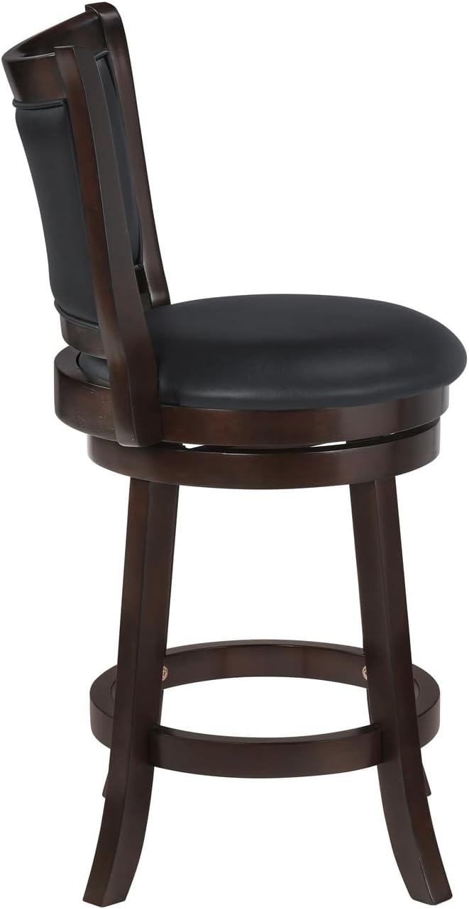 New Classic Furniture, Bristol Wood Swivel Bar Stool with PU Seat in Dark Brown, Brown