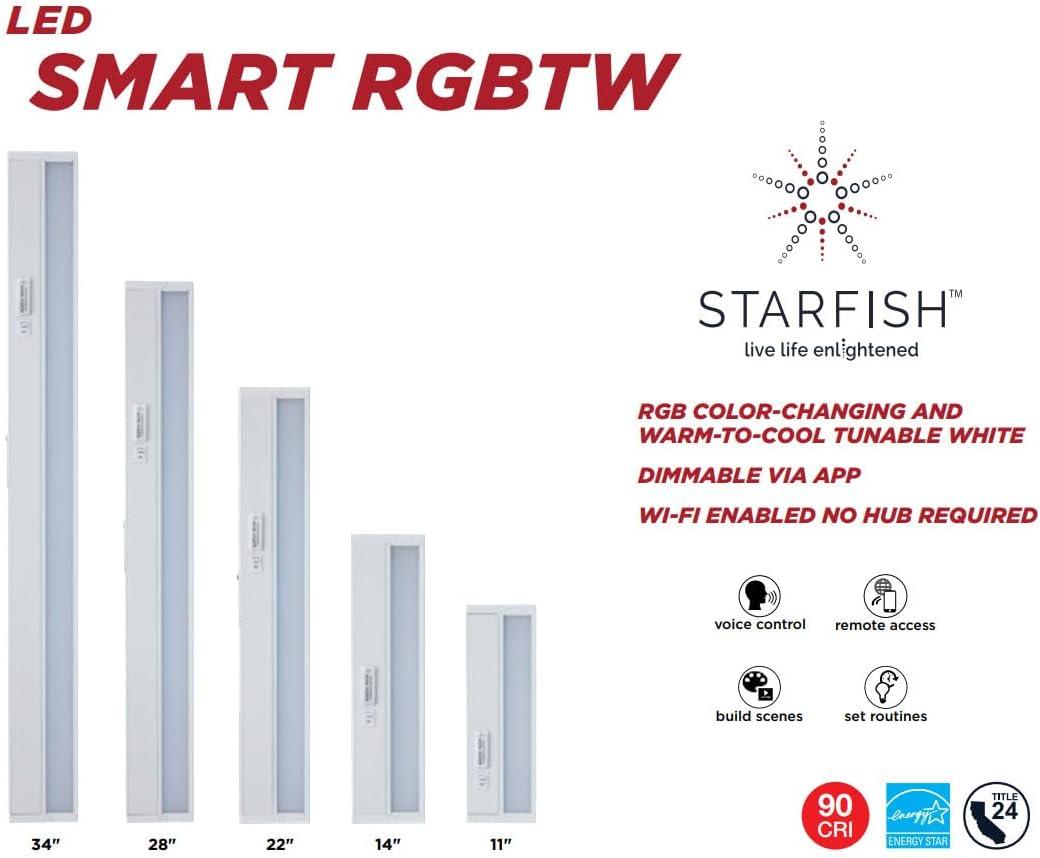 Starfish LED 34" SMART RGB and Tunable White Under Cabinet Light White Finish