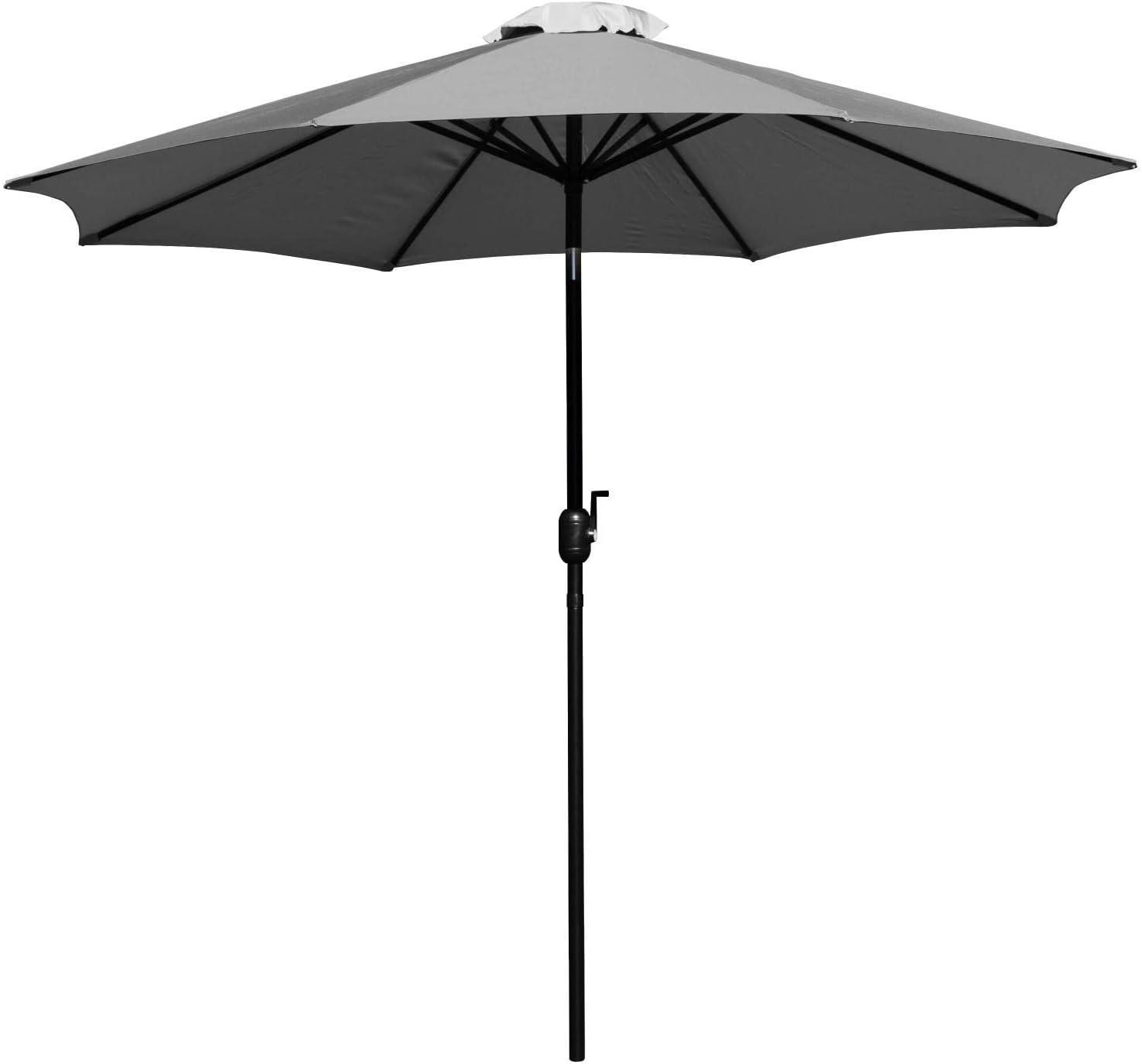 Flash Furniture Gray 9 FT Round Umbrella with 1.5" Diameter Aluminum Pole with Crank and Tilt Function