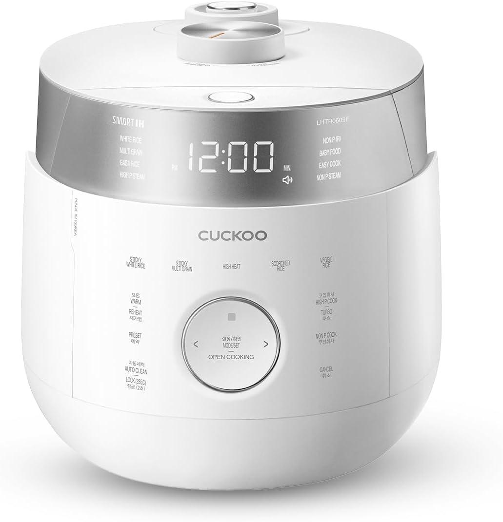 CUCKOO CRP-LHTR1009FW 10-Cup (Uncooked) / 20-Cup (Cooked) Induction Heating Twin Pressure Rice Cooker with Nonstick Inner Pot, 16 Menu Modes, 3 Voice Guide, Auto Clean (White)
