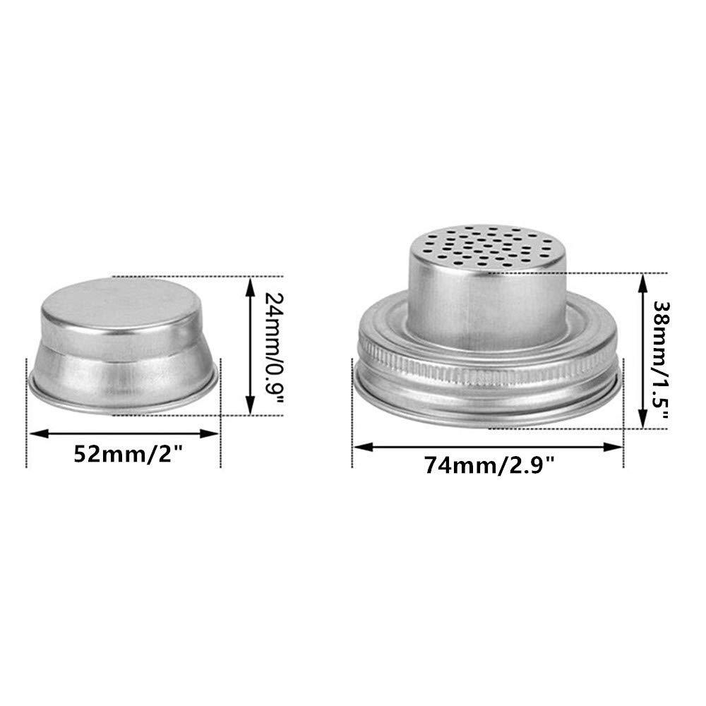 4 Pack Mason Jar Shaker Lids Stainless Steel with Silicone Seals for Spices Dredge Flour Sugar Salt Peppers and Any REGULAR MOUTH Canning Lid