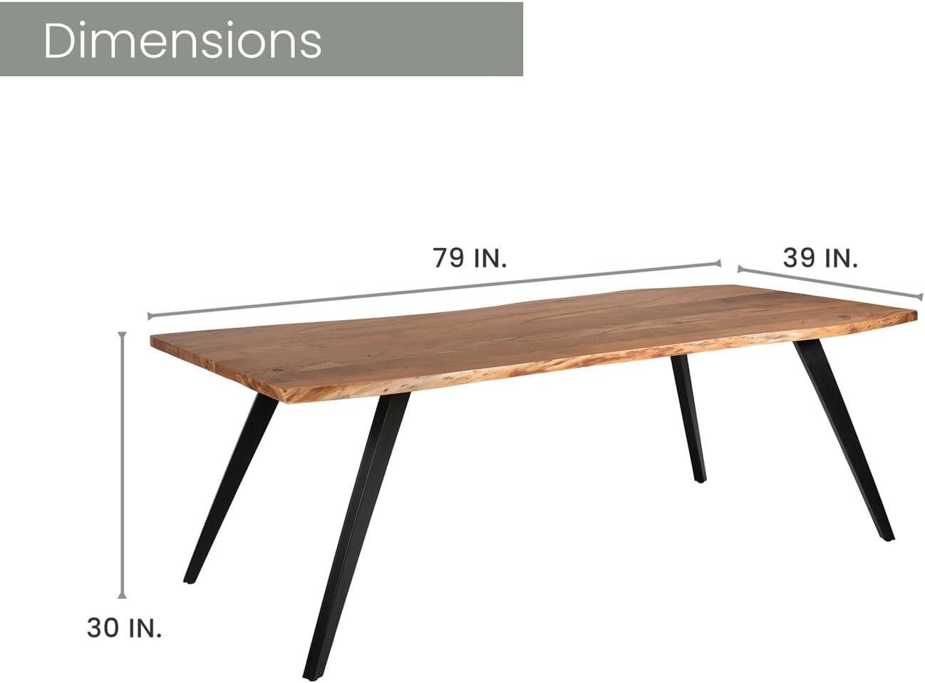 Porto 79" Black and Natural Contemporary Acacia Wood Dining Table