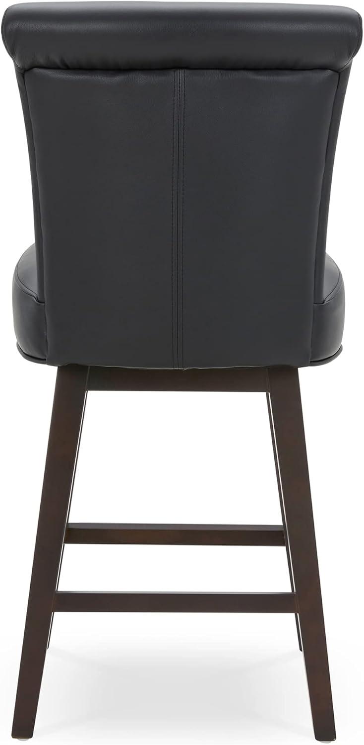 CHITA Swivel Counter Height Bar Stools with Faux Leather, 26 inch, Black