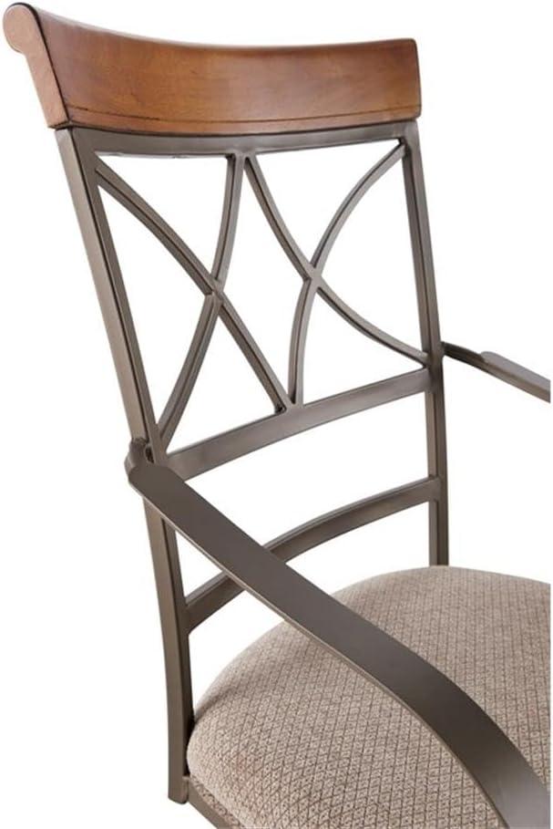 Linon Hamilton Metal Swivel Rolling Padded Dining Arm Chair in Pewter (Set of 2)