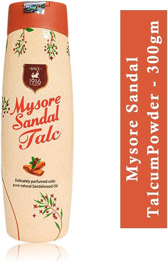 Mysore Sandal Talcum Powder 300g Powder By KSDL, 10.5 Ounces - 100% Pure Sandalwood Oil - No Harsh Chemicals (Pack of 1 - (1 X 300 Grams))