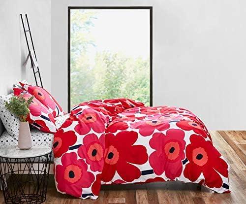 Marimekko Unikko Cotton Red Duvet Cover Set